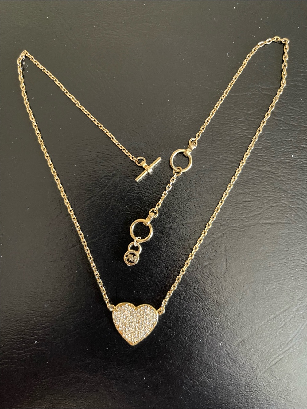 Michael Kors Gold Pave Heart Pendant Necklace - Picture 7 of 7